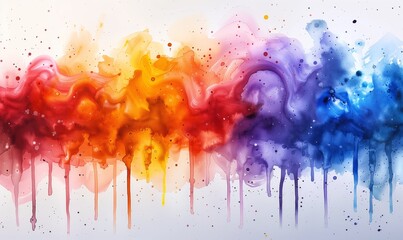 Fototapeta premium Watercolor splash of multicolor waves on white background. Artistic Color Explosion