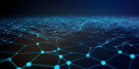 Obraz premium blue background node connection internet dot line