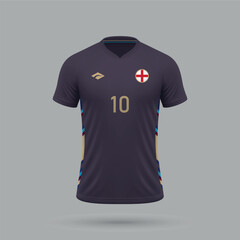 3d realistic soccer away jersey England national team 2024