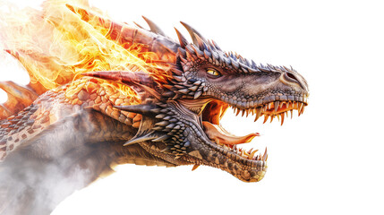 Naklejka premium Fire dragon on transparent background