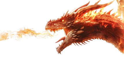Fire dragon on transparent background