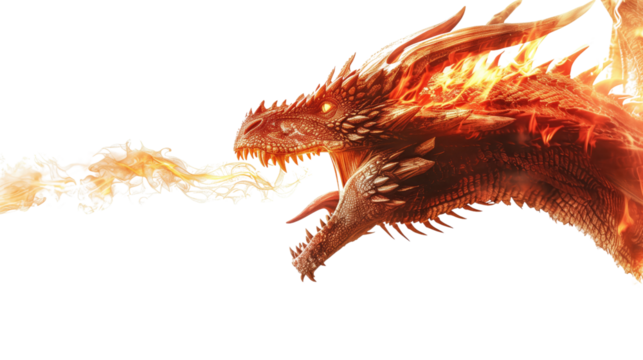 Fire dragon on transparent background