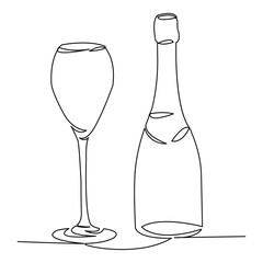 a bottle of champagne and a glass