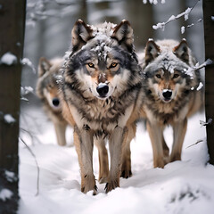 Naklejka premium wolf in snow