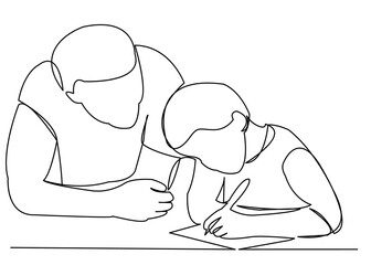 dad does homework with his son_2