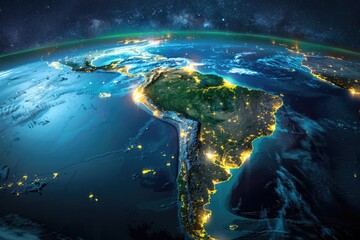 Planet Earth from Space with a Focus on South America.