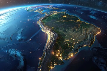 Planet Earth from Space with a Focus on South America.