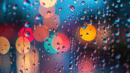 Macro shot of raindrops on a window