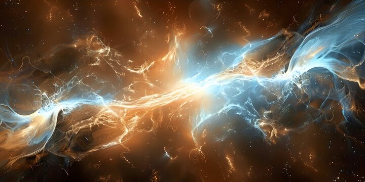 An abstract description of cosmic power and energy in a blue nebula. Concept Cosmic Energy, Blue Nebula, Otherworldly Forces, Celestial Power, Ethereal Glow