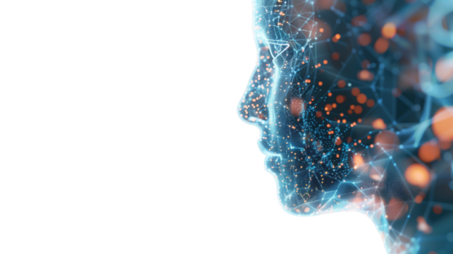 Digital head on a transparent background