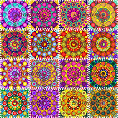 patchwork background with different patterns print for textile, paper, objects, seamless artistic decor handmade illustration vector mandala ethnic
