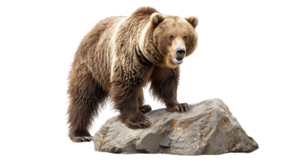 Bear on a rock on a transparent background