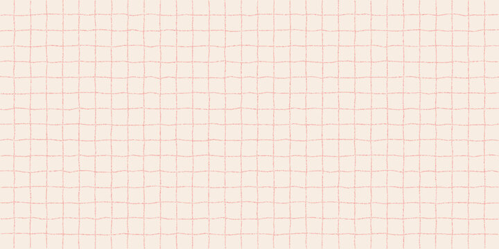 Textured sheet of paper in a wavy checkered pattern with a stipple effect. Cute pastel pink background, irregular geometric pattern, notebook page.