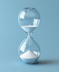 Hourglass showing time on a blue background.