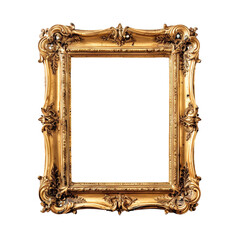 Old wooden blank picture frame isolated on white background.