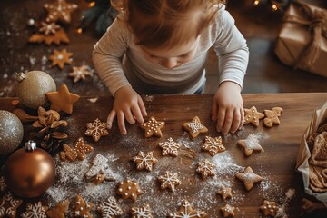  child making christmas cookies