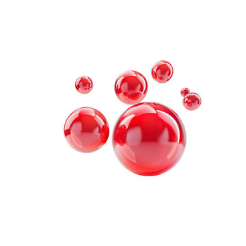 Red Bubbles Isolated Transparent, Generative AI