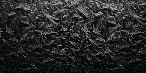 black background with intricate dark black frozen ice texture pattern