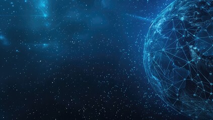 Obraz premium Abstract digital planet earth with glowing connections and global network.