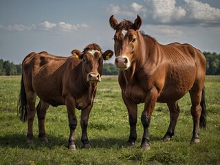 Obraz premium horses in the field