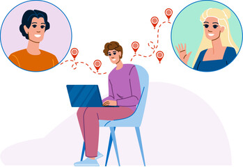 work nearshoring vector. platform oil, gas construction, production rig work nearshoring character. people flat cartoon illustration