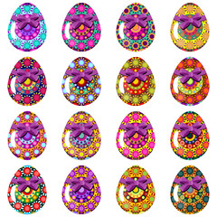 Easter eggs set on white background decor holiday art isolated	
