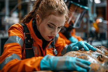 An intense scene where a paramedic is giving CPR to a patient, showcasing urgency and medical care