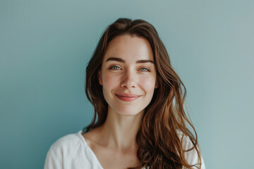 Fototapeta premium A close up portrait of a woman with a subtle smile