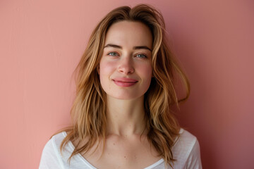 Obraz premium A close up portrait of a woman with a subtle smile