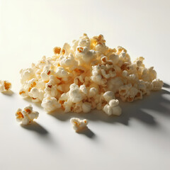 Scattered Popcorn on White Surface: A Delightful Mess of Fluffy Kernels