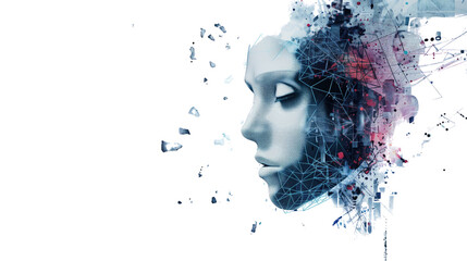 Digital head on a transparent background