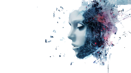 Digital head on a transparent background