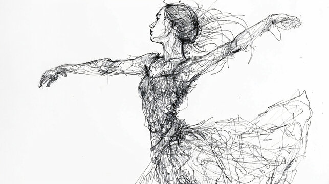 dynamic dancer in motion line art