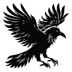 Vector Silhouette Crow with white background
