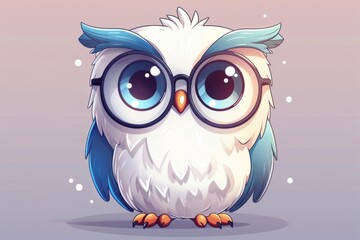 Fototapeta premium Wise cartoon owl in glasses
