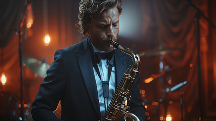 man playing saxophone