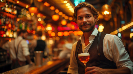 male bartender in pub