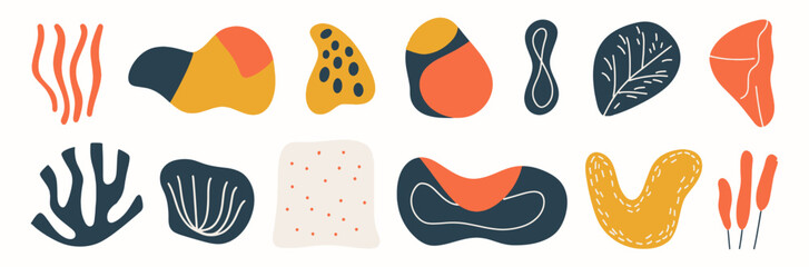 Set of abstract organic shape. hand drawn doodle art. vector blob