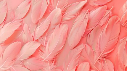 Vintage Coral Pink Feather Pattern Background