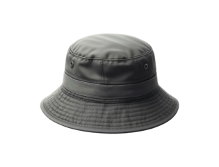 Gray bucket hat isolated on transparent background