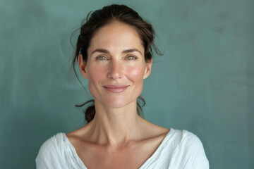 Obraz premium A close up portrait of a woman with a subtle smile