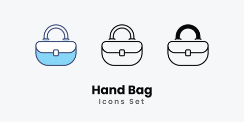 Hand Bag icons vector set stock illustration.