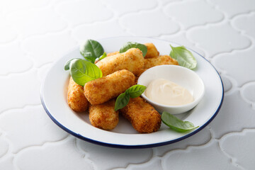 Traditional homemade croquettes with sauce