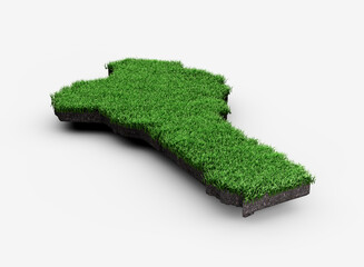 Benin Map Soil Land Geology Cross Section Green Grass And Rock Ground Texture 3d Illustration