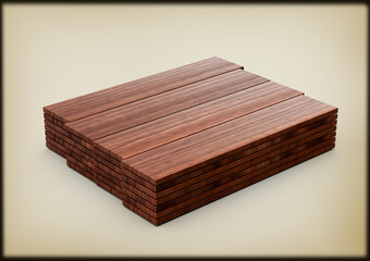 Stack Of High Quality Seamless Realistic Brown Wooden Planks 3D Illustration