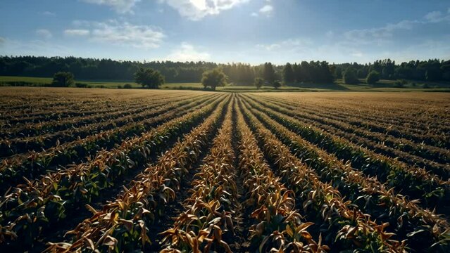 corn field with clear and hot skies