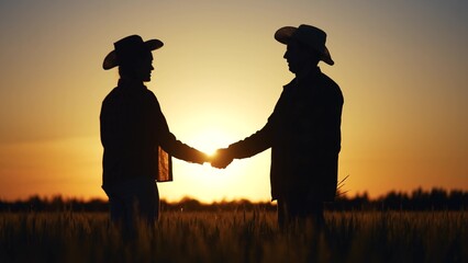 handshake silhouette farmers business contract. agriculture business farm concept. handshake...