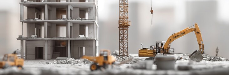 Building Under Construction with Cranes and Machinery, Architectural Modeling Challenges