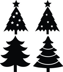  christmas tree silhouette set on the white background vector illustration