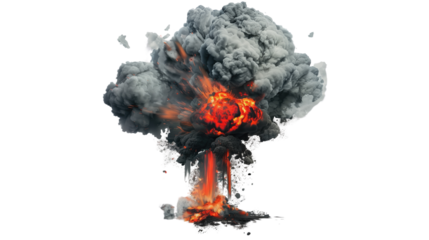 Nuclear explosion on transparent background
